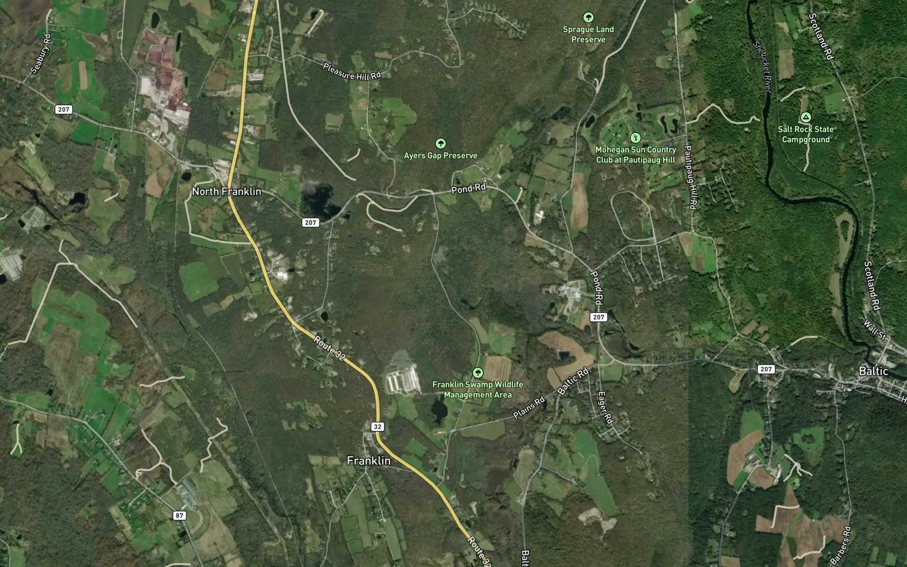 Satellite map of the Mountain Brook