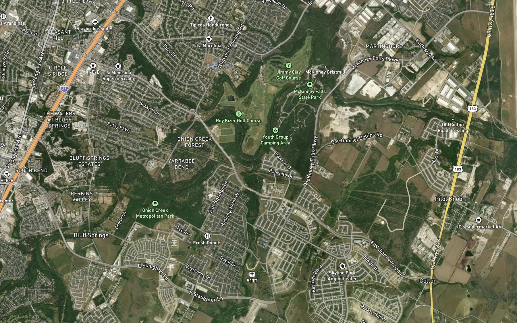 Satellite map of the Marble Creek