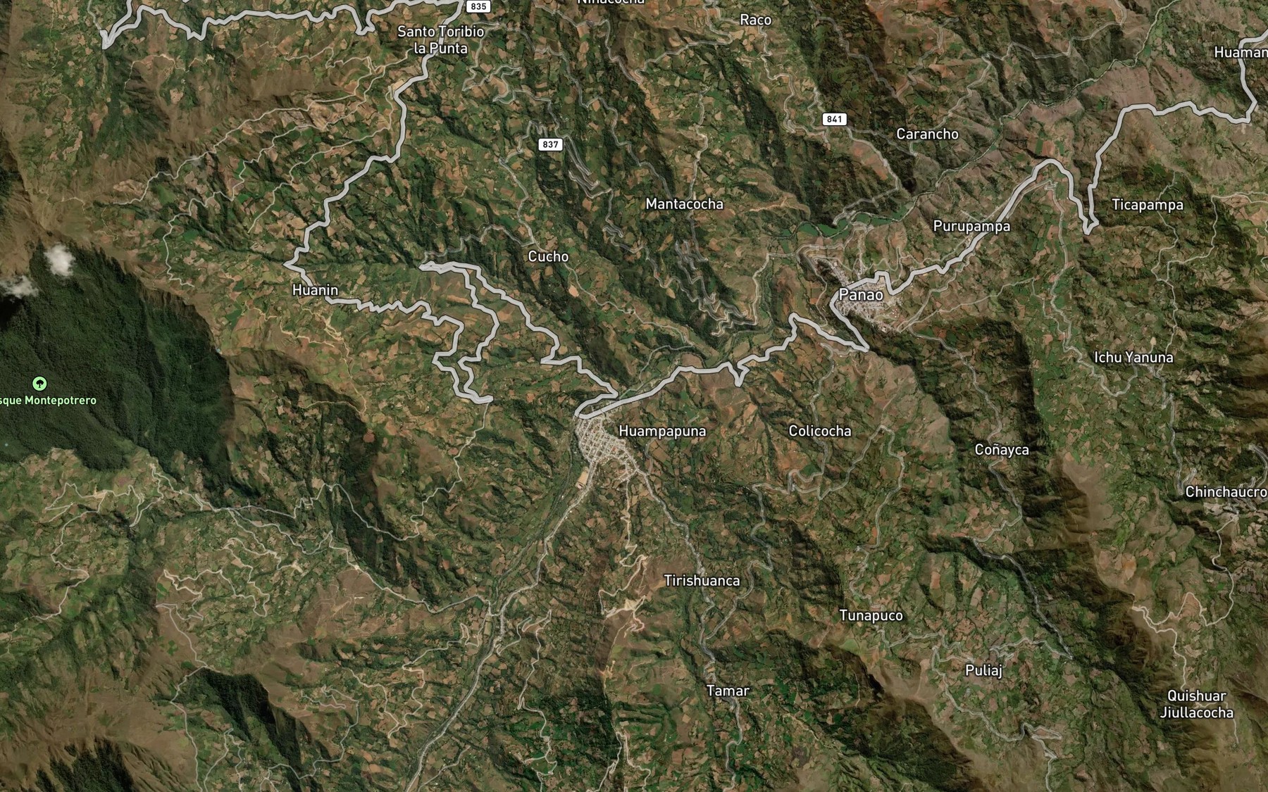 Satellite map of the Quebrada Incachaca