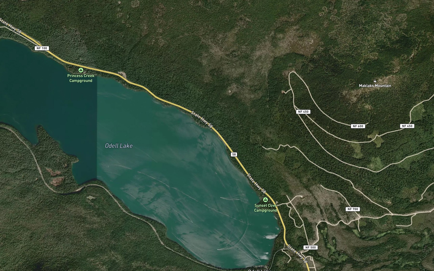 Satellite map of the Douglas Creek