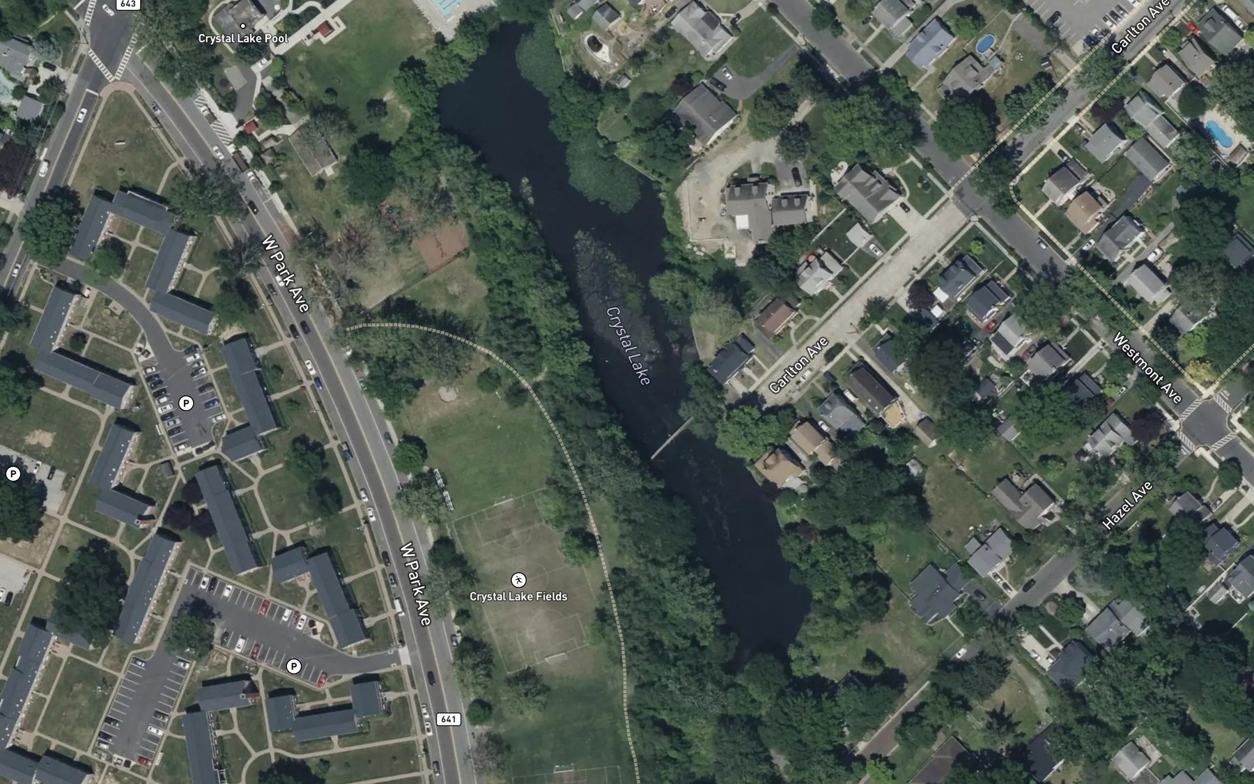Satellite map of the Crystal Lake