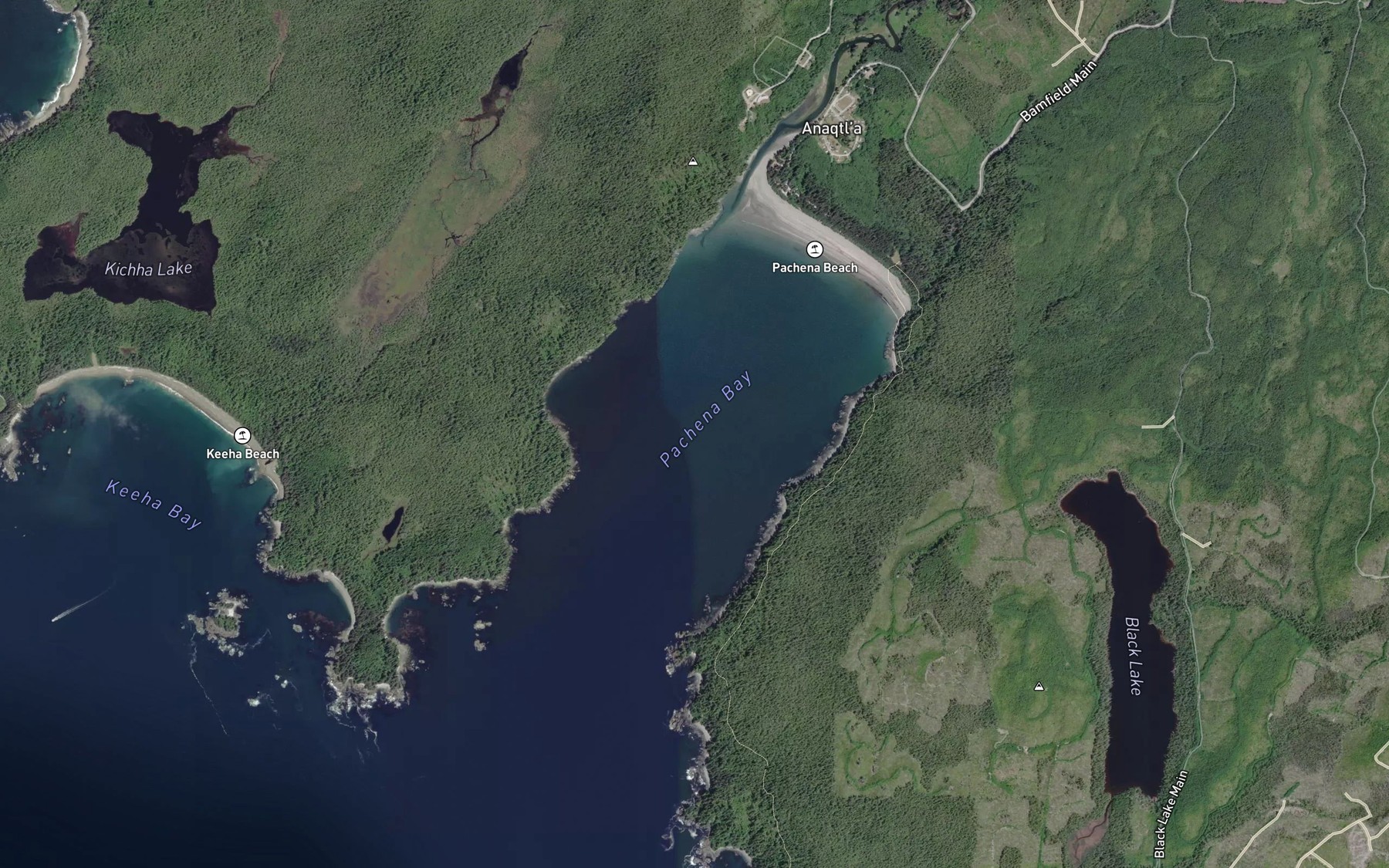 Satellite map of the Pachena Bay