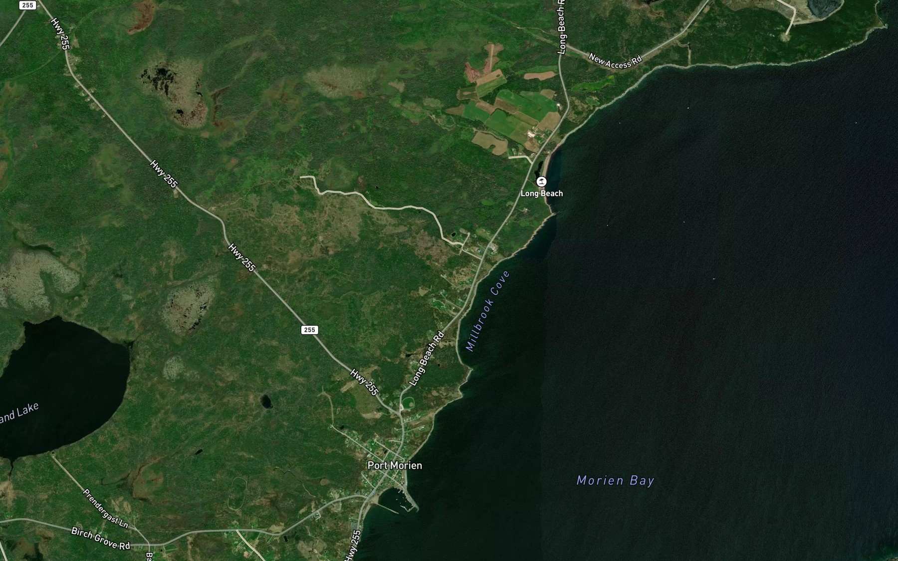 Satellite map of the Hughies Brook