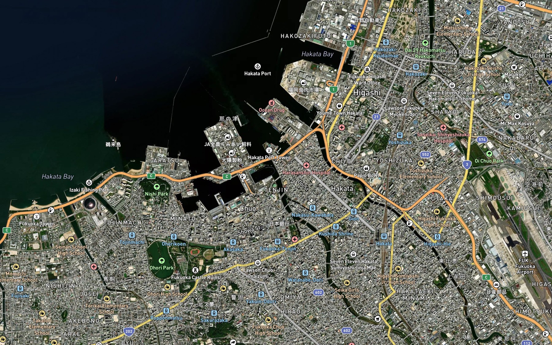 Satellite map of the Naka Gawa