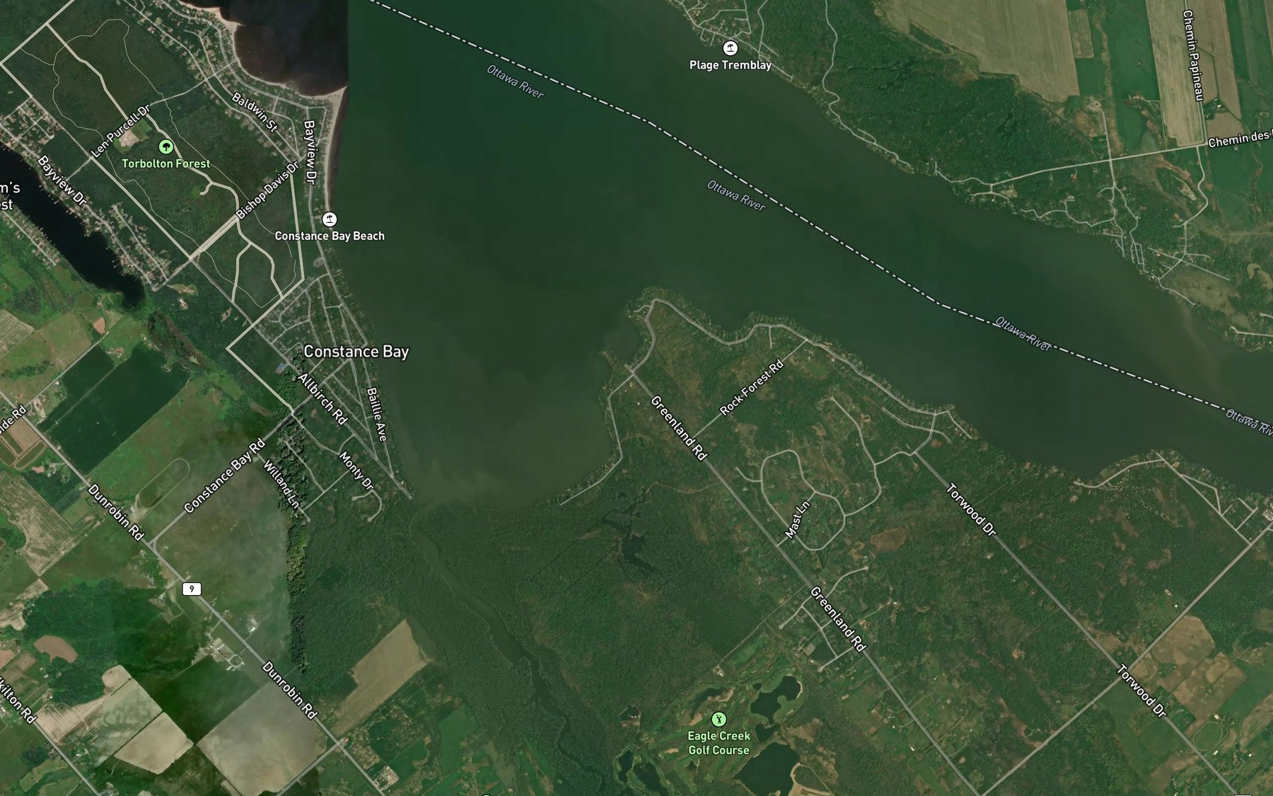 Satellite map of the Horseshoe Bay