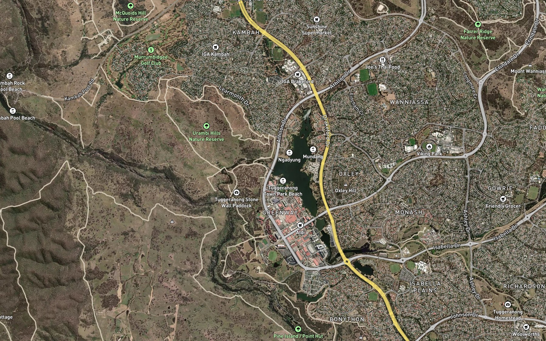 Satellite map of the Village Creek
