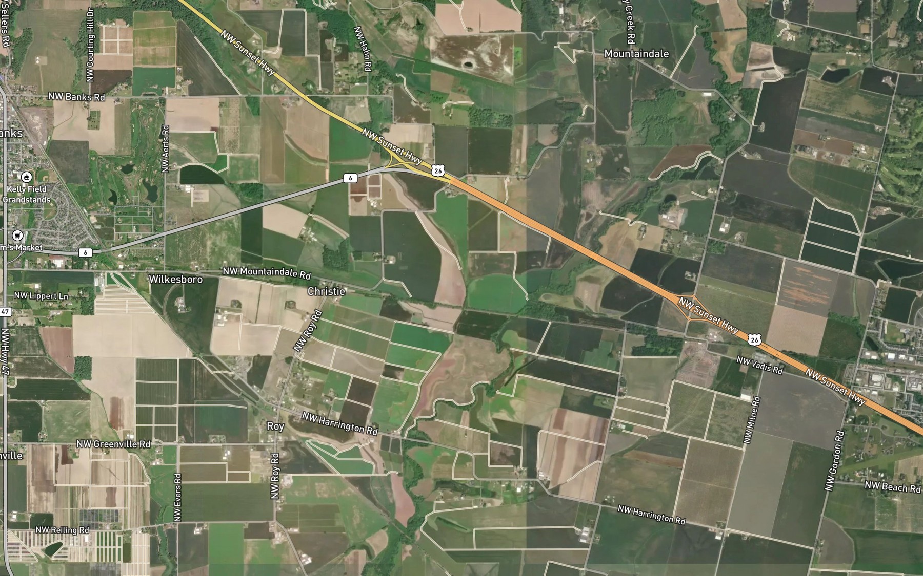 Satellite map of the Bausch Creek