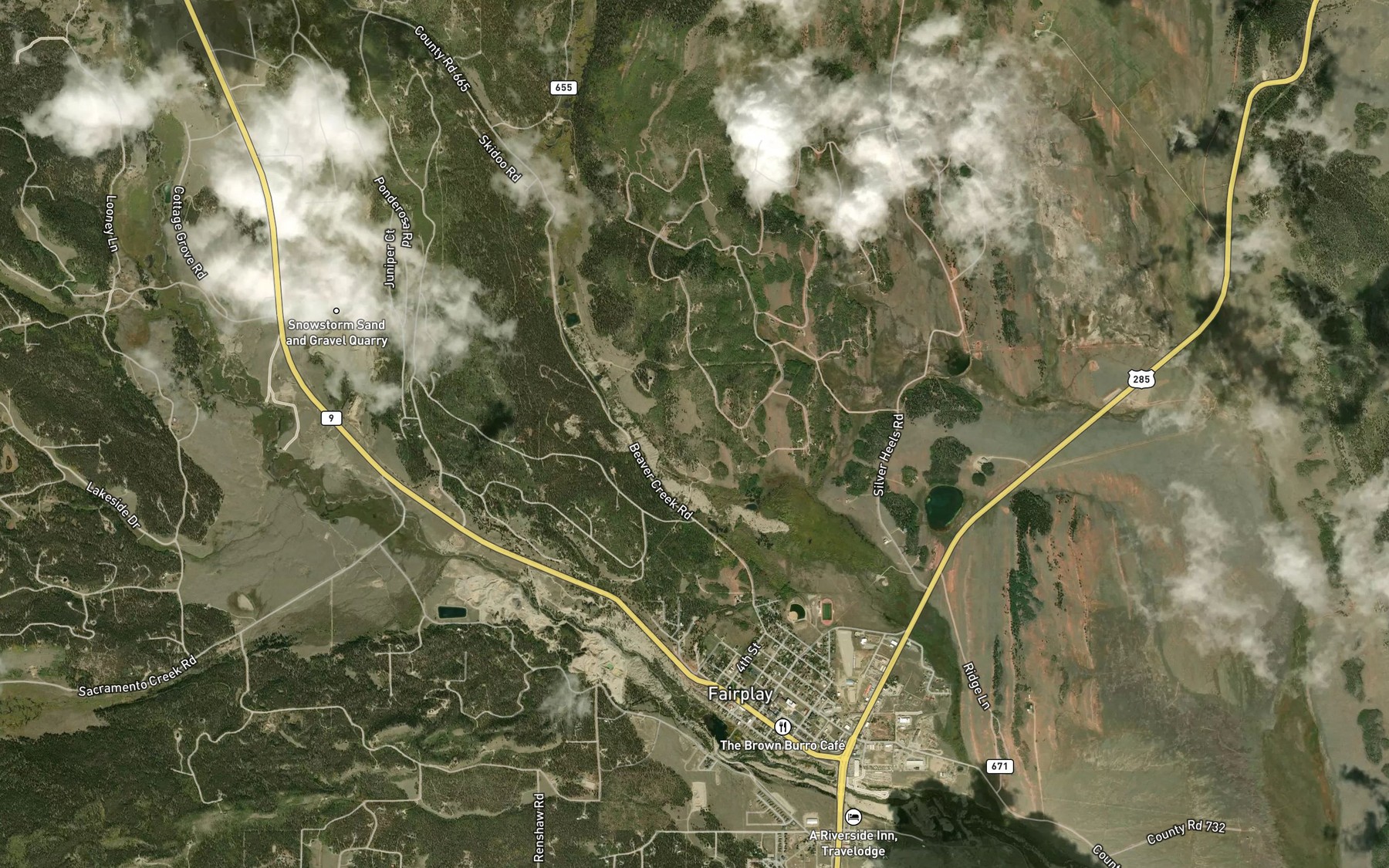 Satellite map of the South Crooked Creek