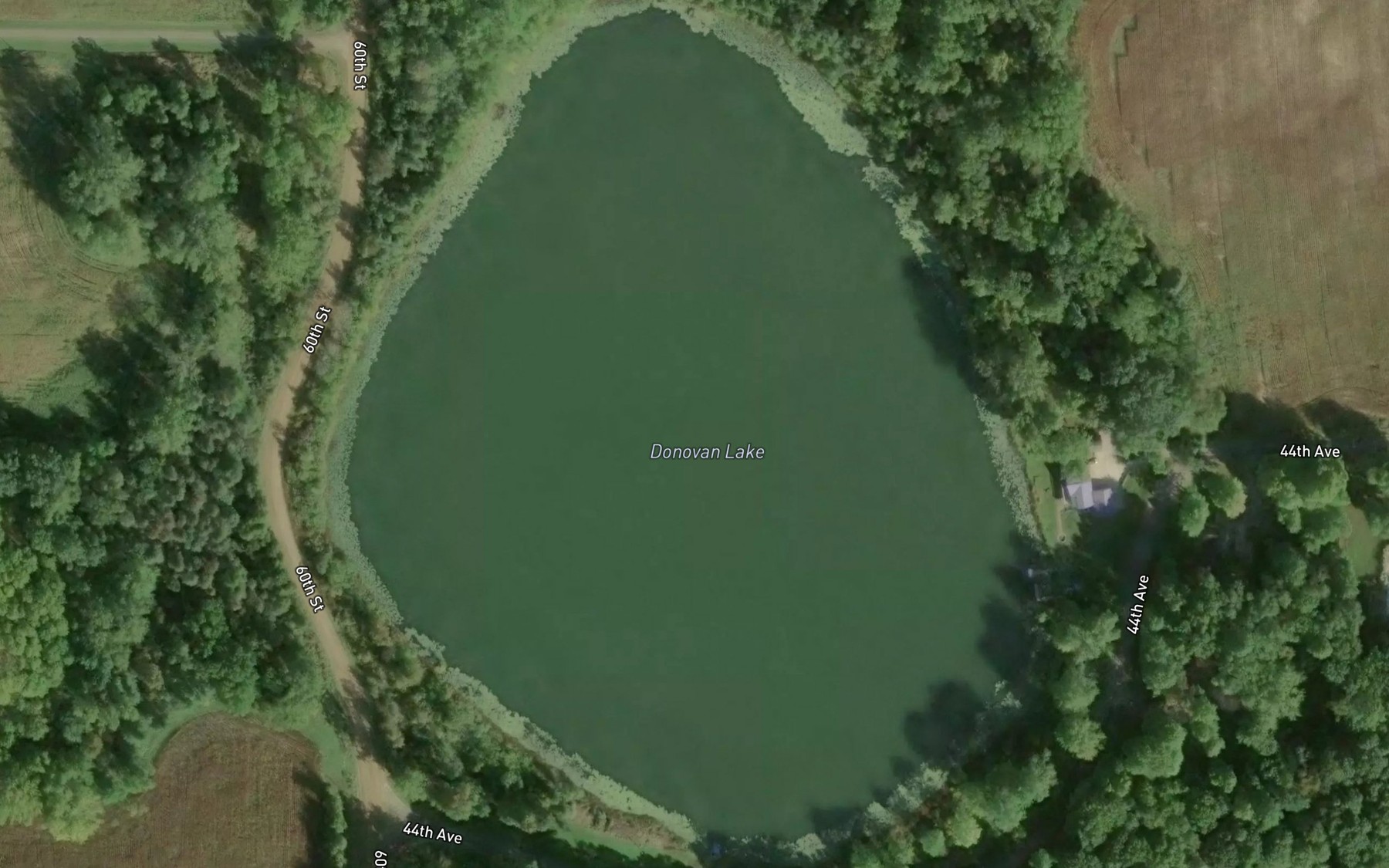 Satellite map of the Donovan Lake