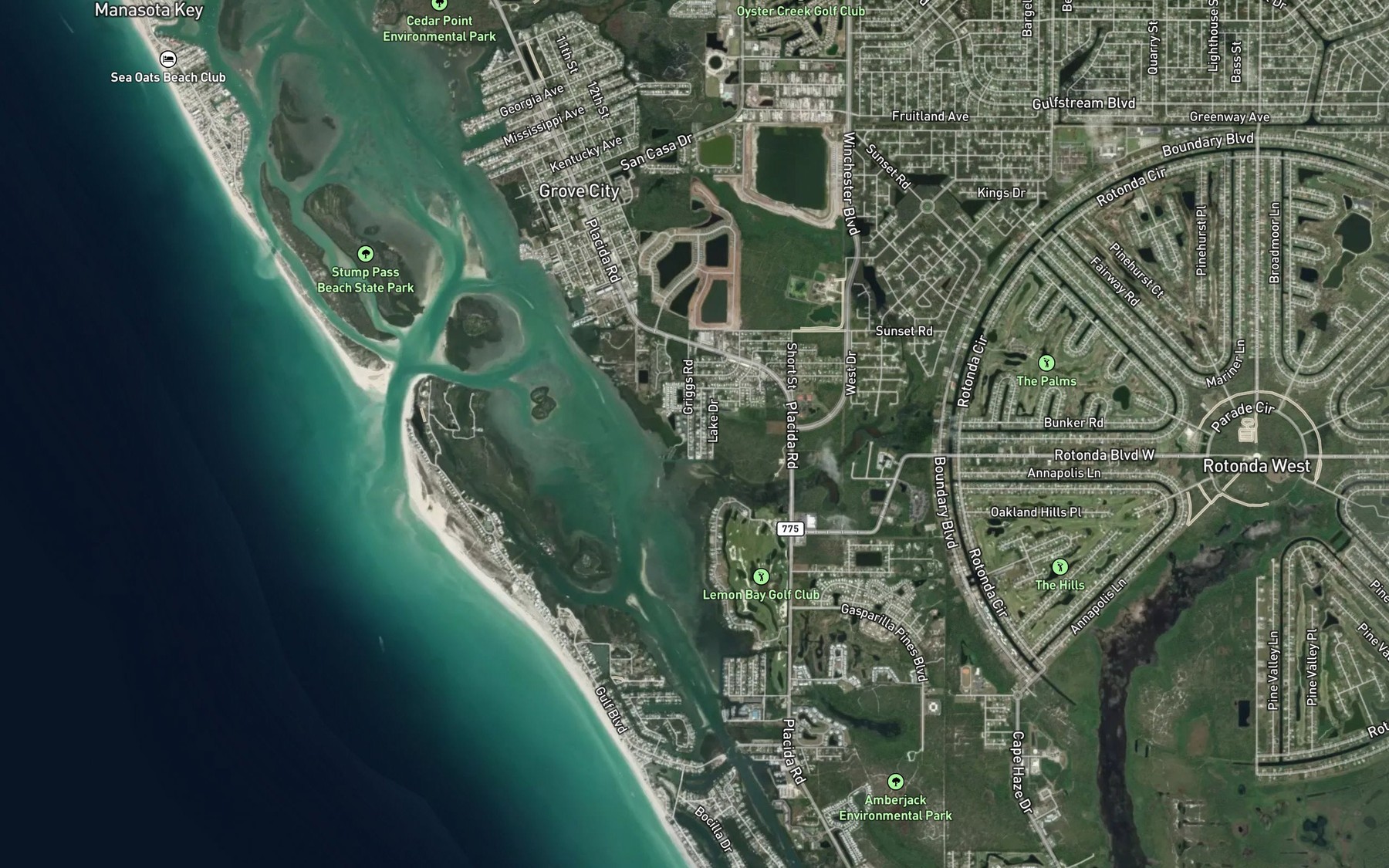 Satellite map of the Eagle Nest Canal