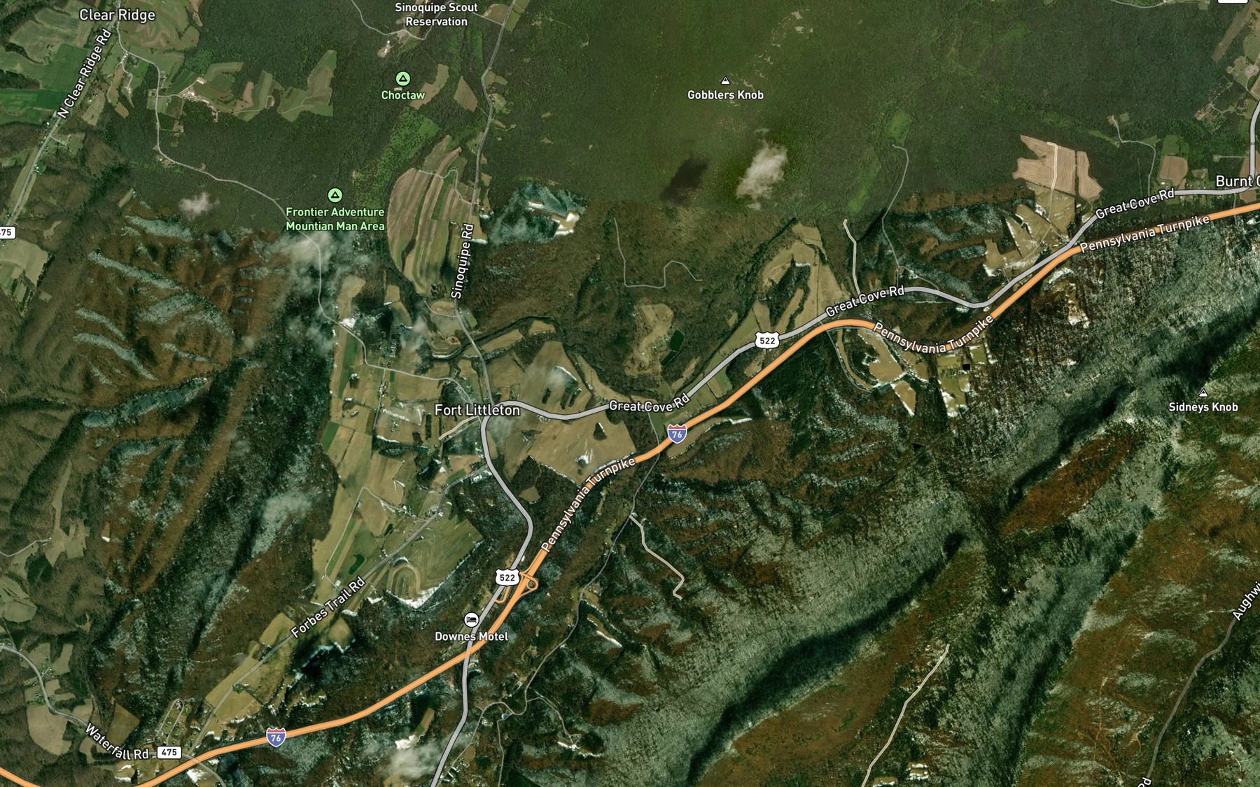 Satellite map of the Tenmile Run