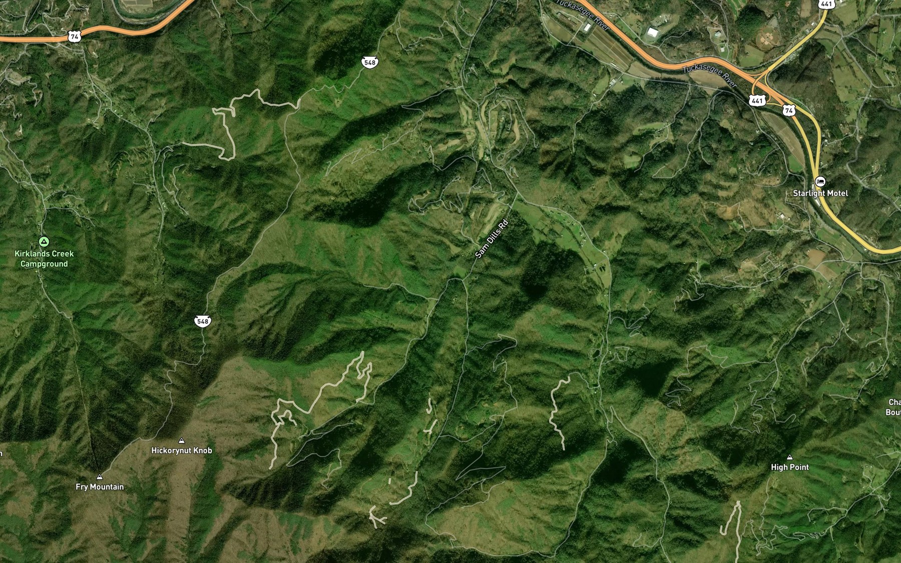 Satellite map of the Williams Branch