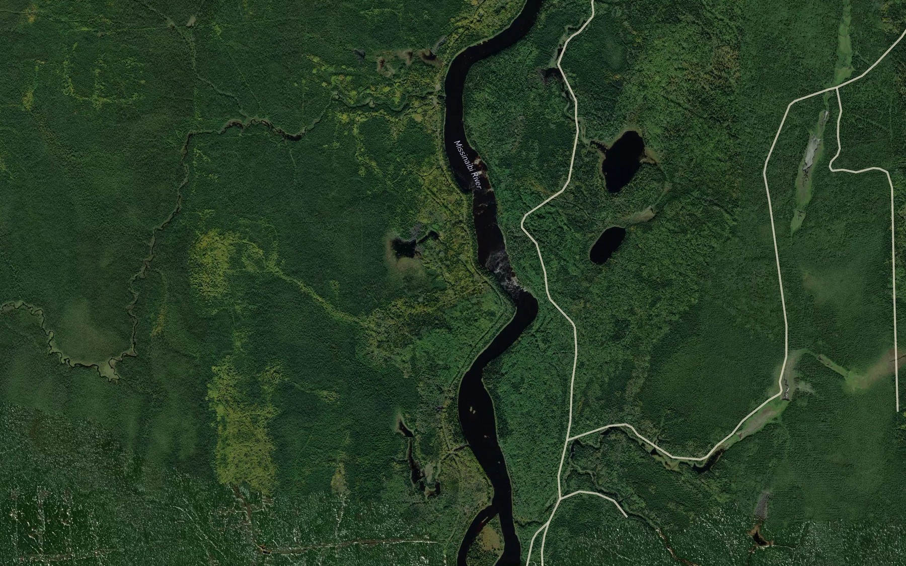 Satellite map of the Black Feather Rapids