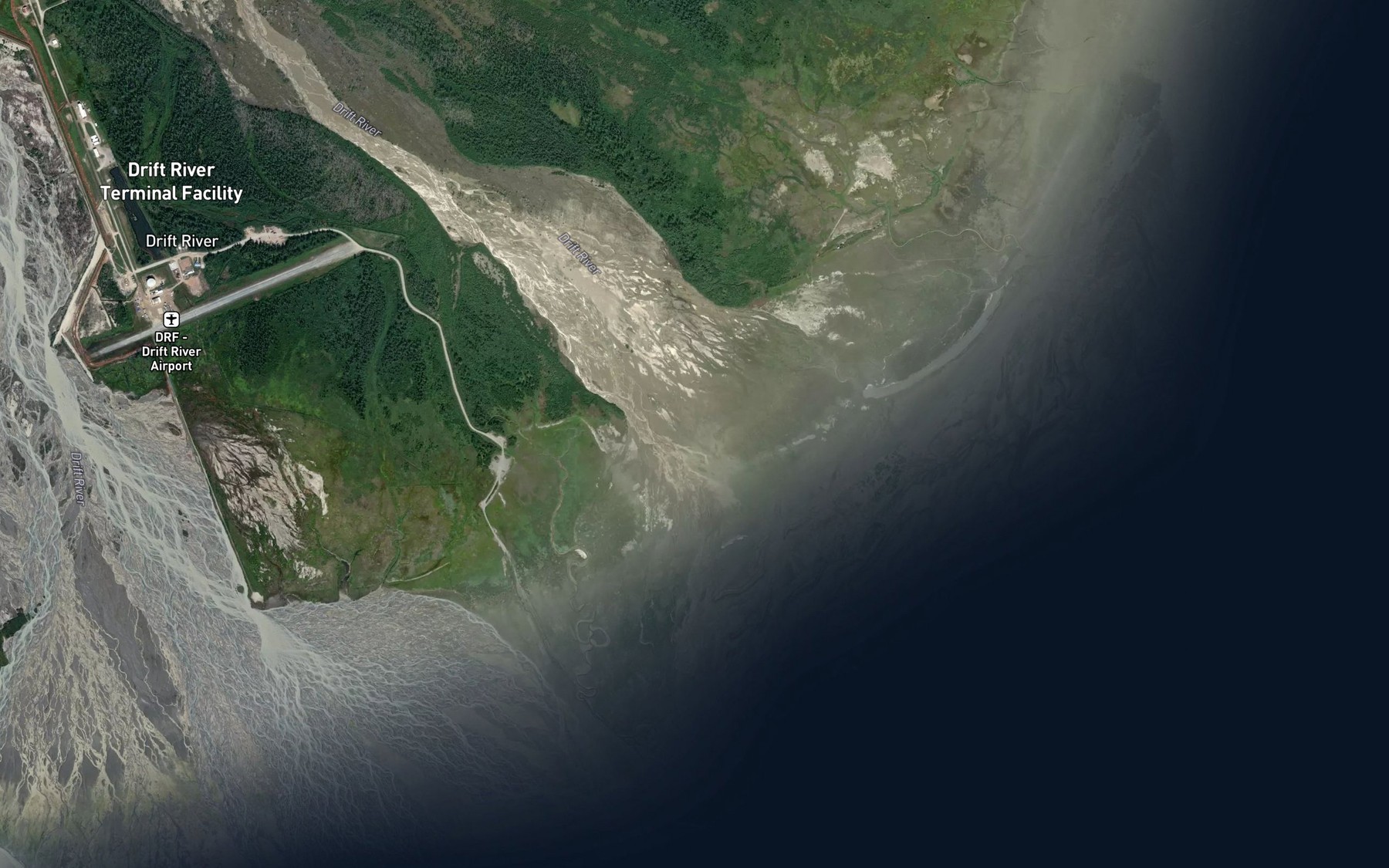Satellite map of the Drift River