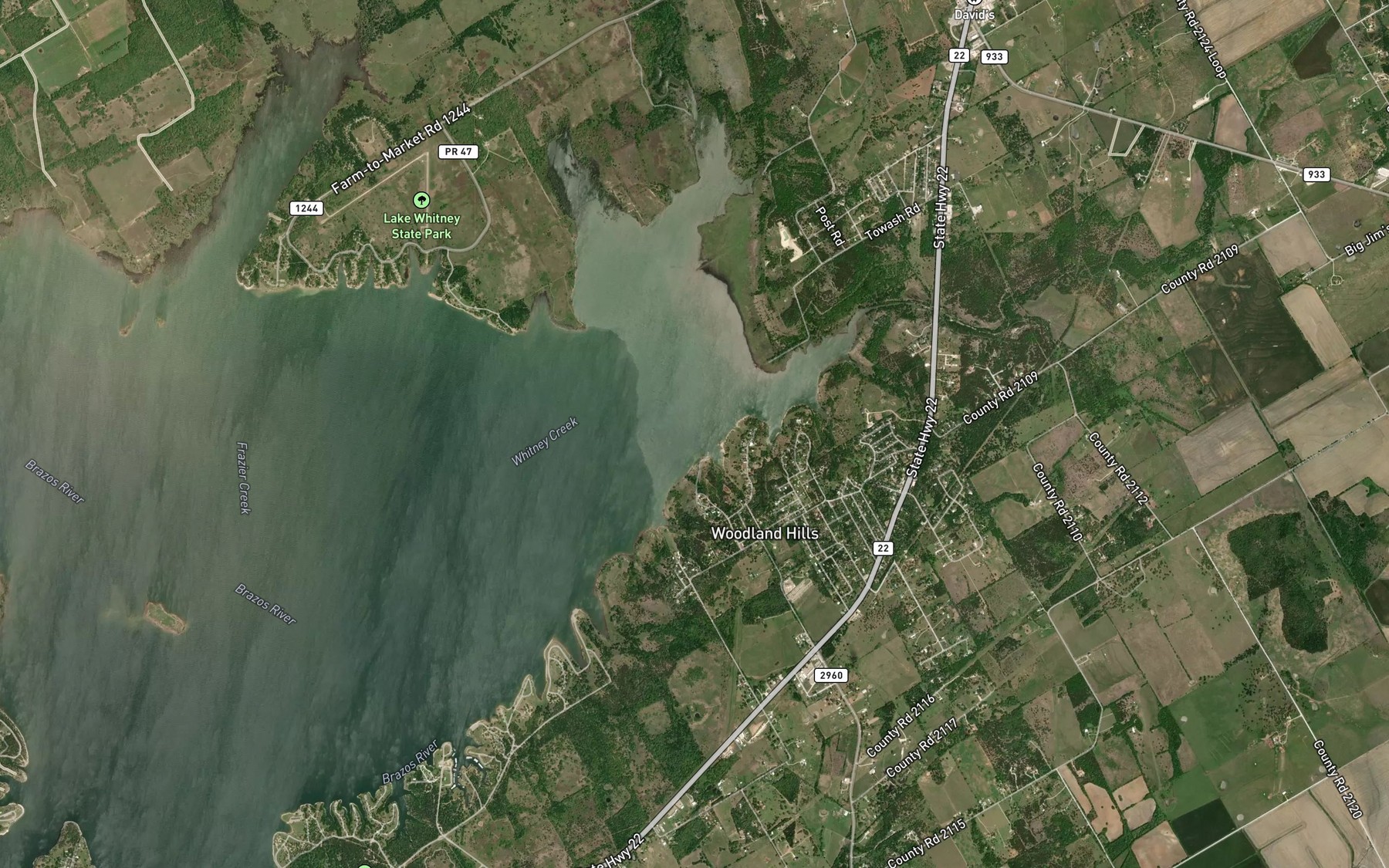 Satellite map of the Towash Creek