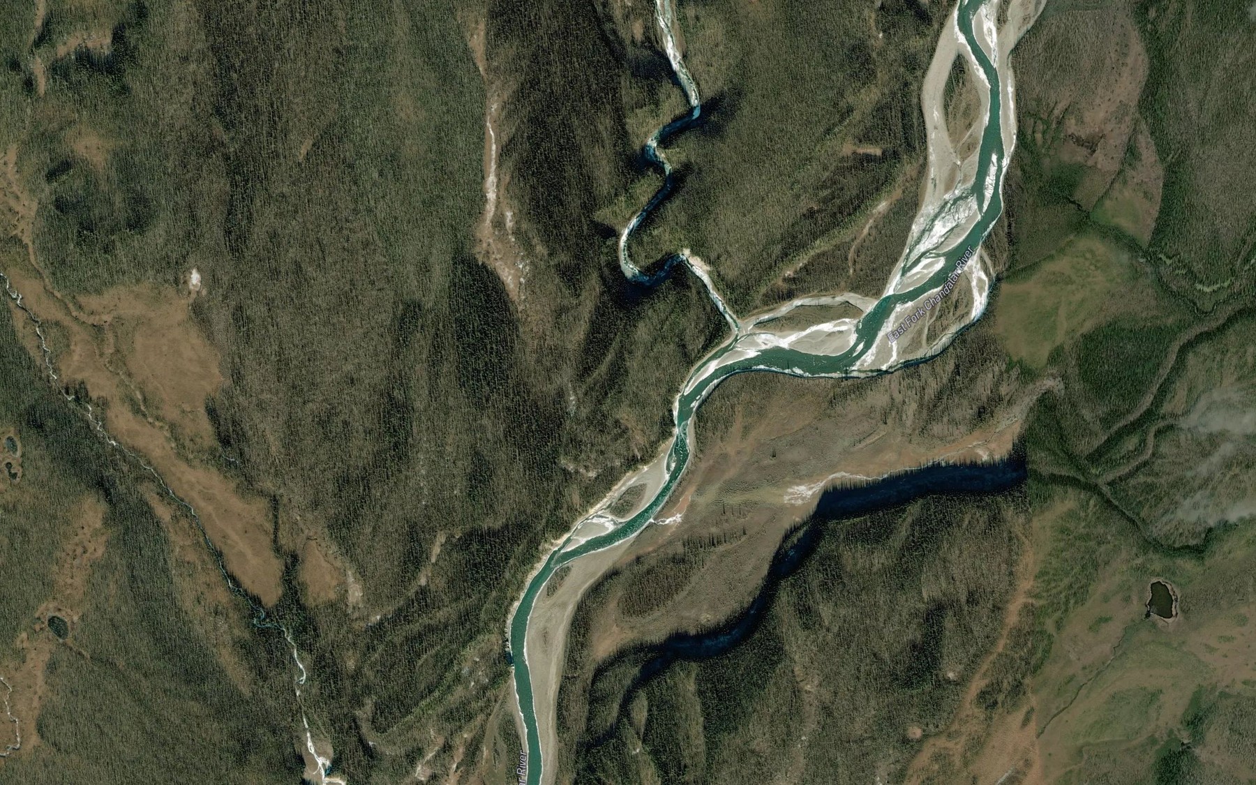 Satellite map of the Crow Nest Creek
