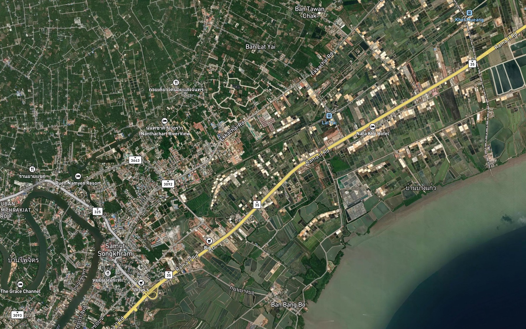 Satellite map of the Khlong Lat Yai