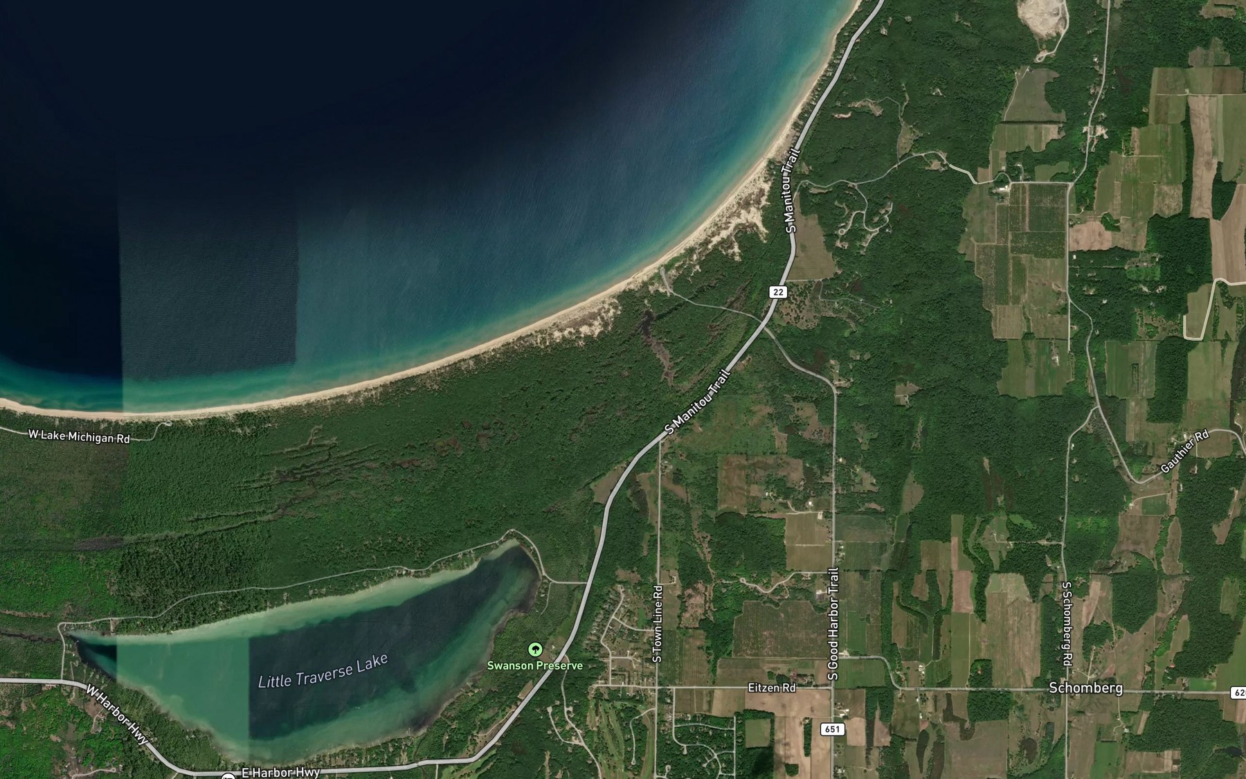 Satellite map of the Good Harbor Creek