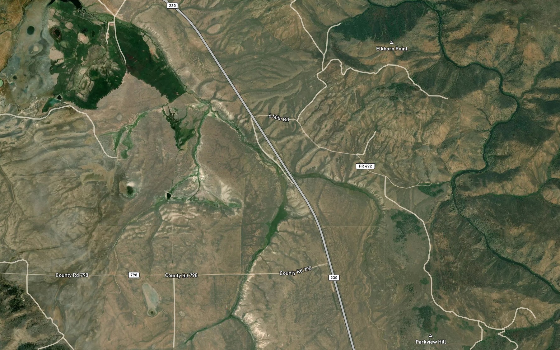 Satellite map of the Sixmile Creek