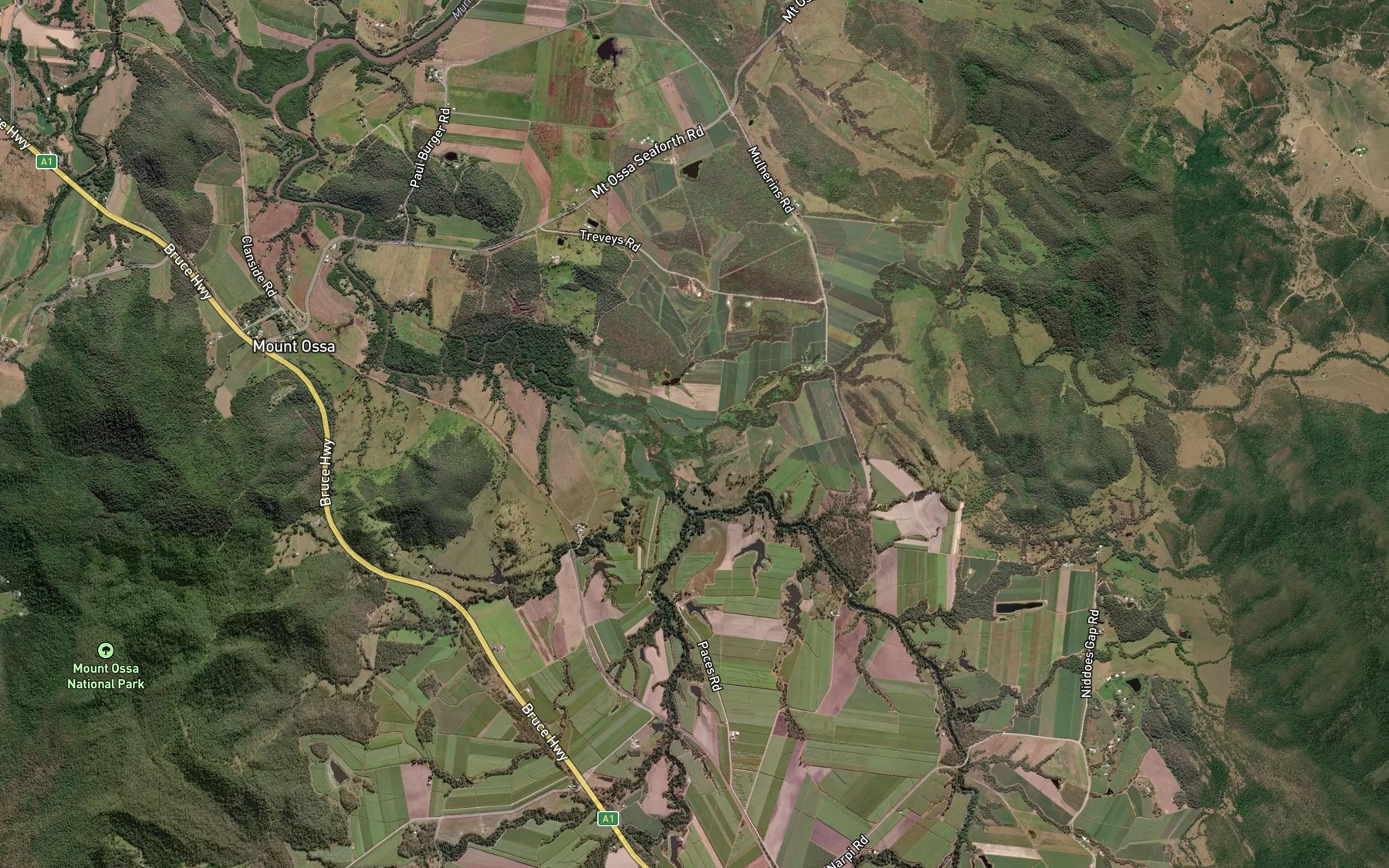Satellite map of the Niddoe Creek