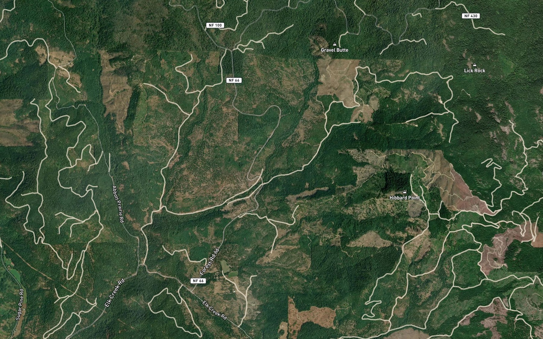Satellite map of the Brush Creek