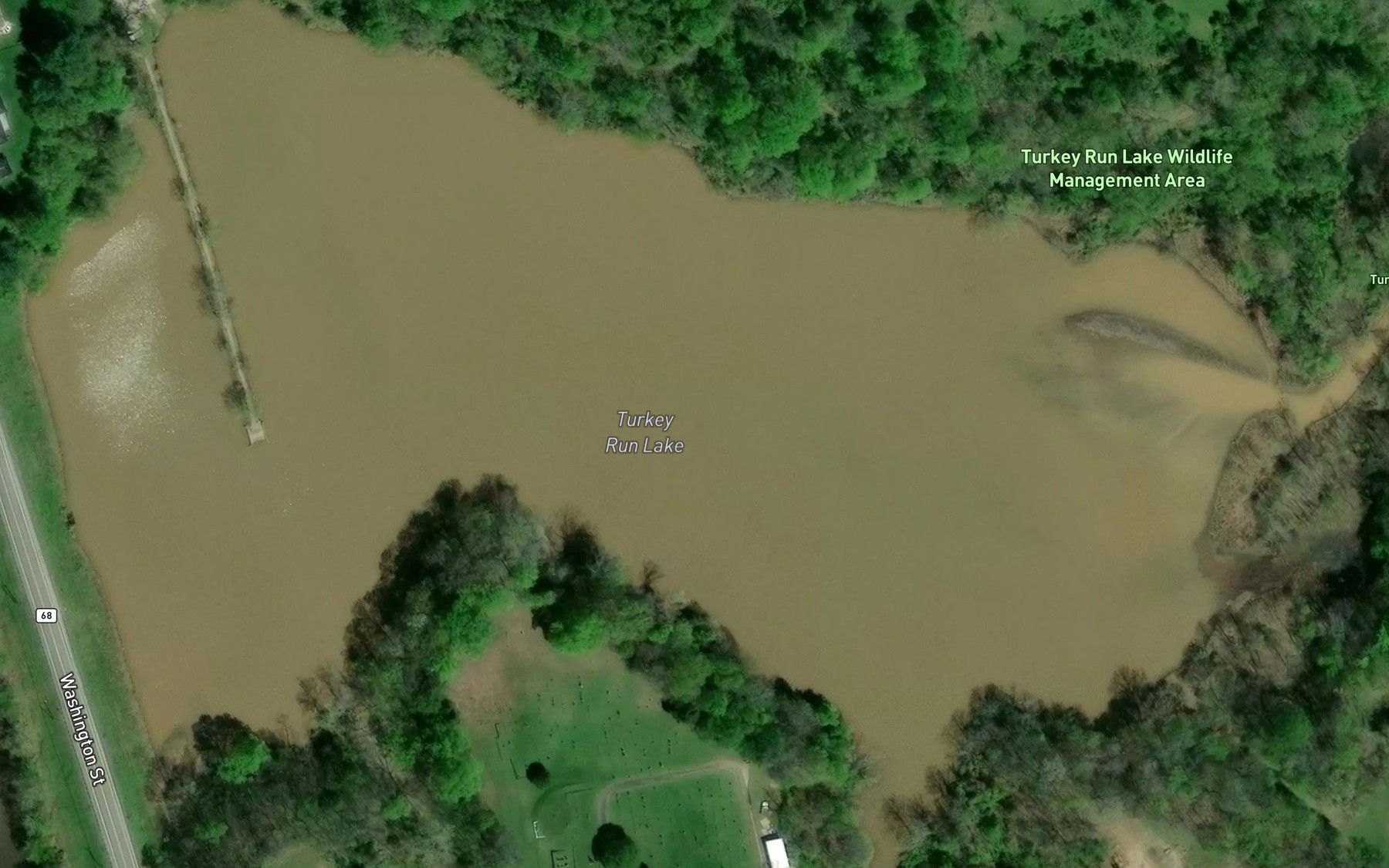 Satellite map of the Turkey Run Lake