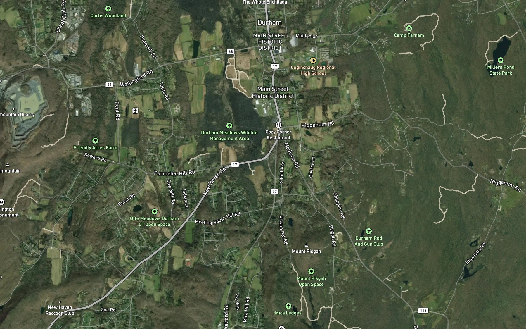 Satellite map of the Cream Pot Brook