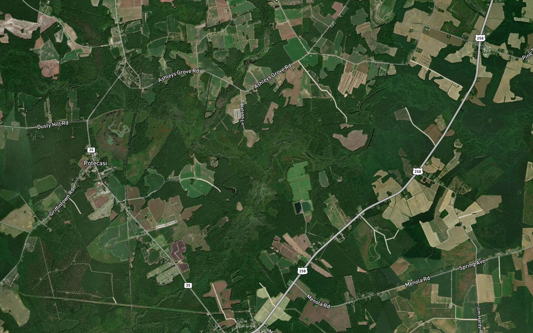 Satellite map of the Urahaw Swamp