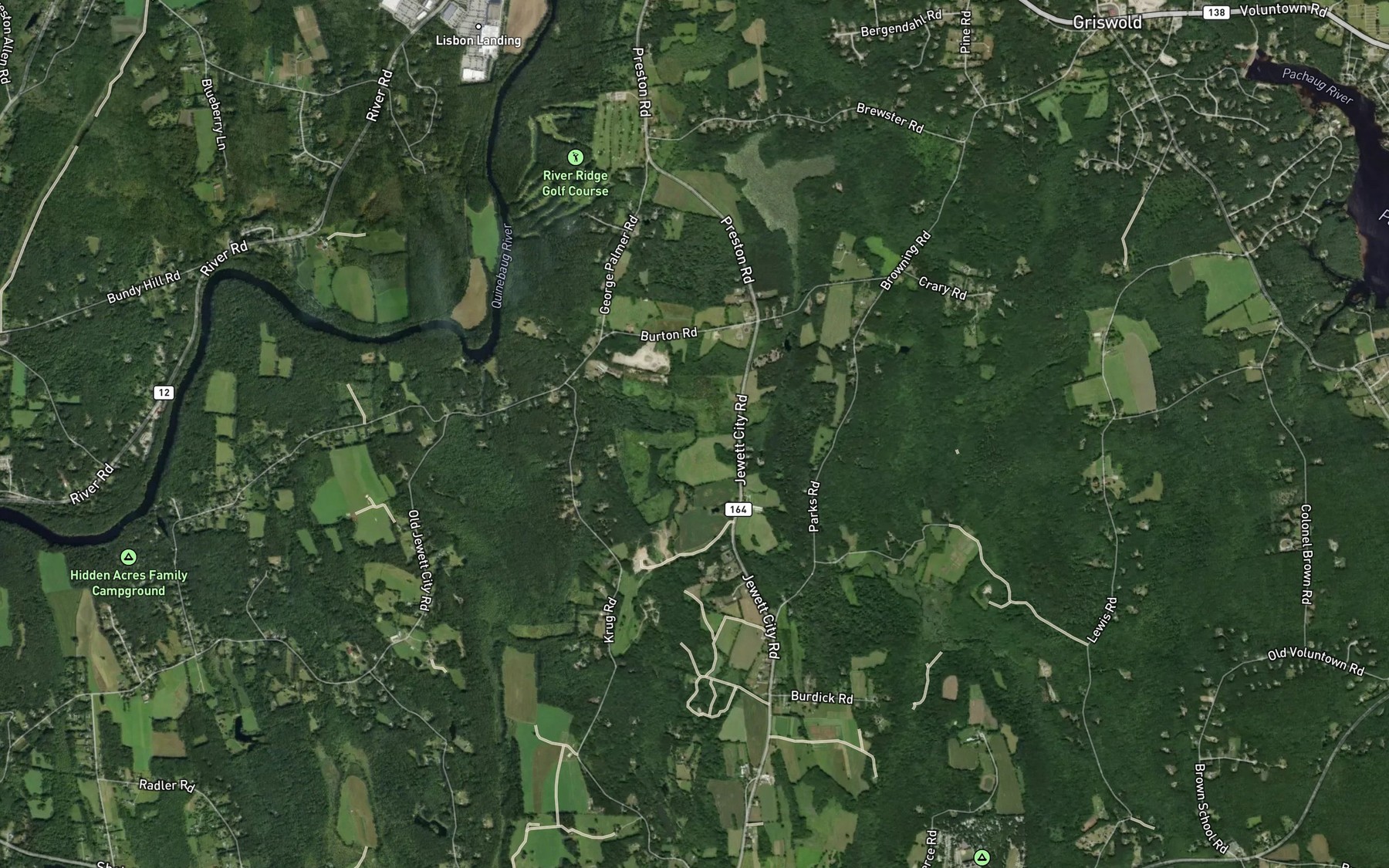 Satellite map of the Ayers Brook