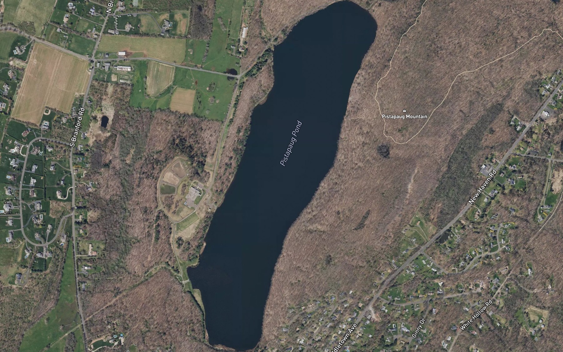 Satellite map of the Pistapaug Pond