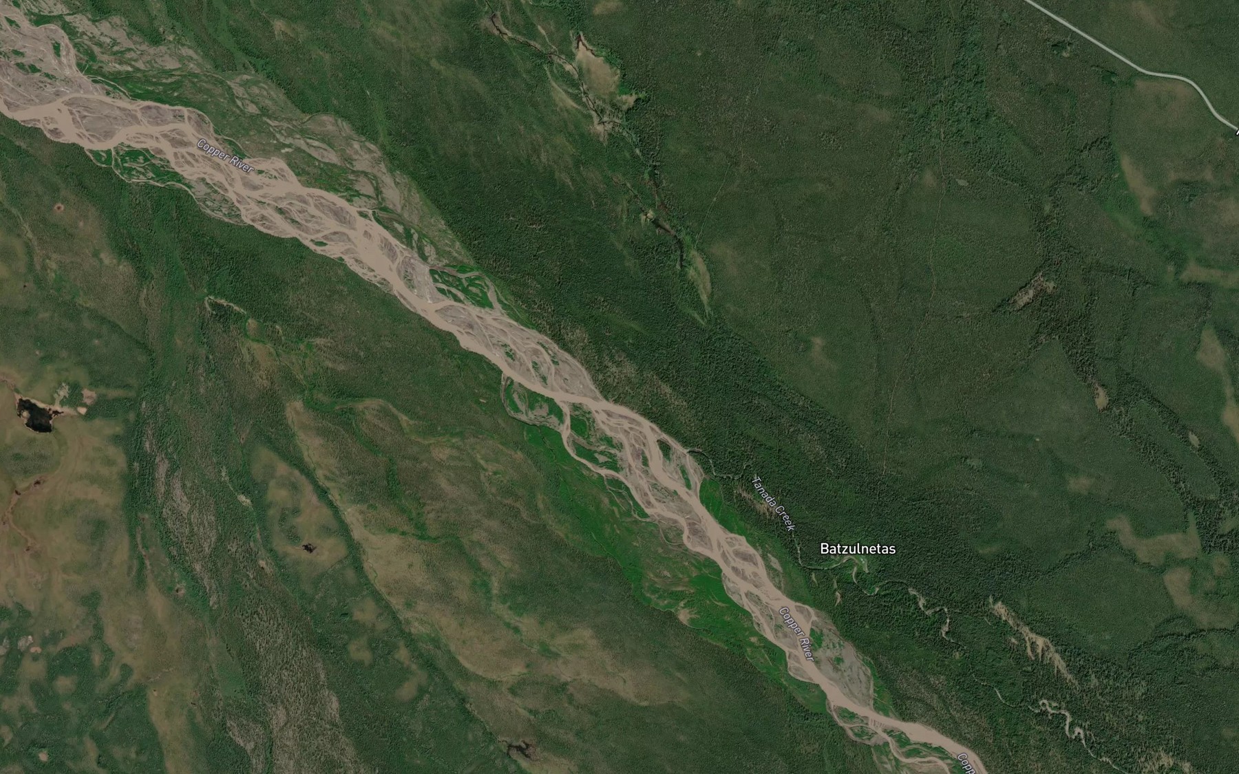 Satellite map of the Tanada Creek