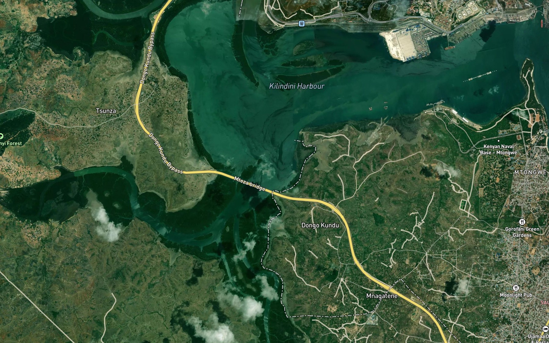 Satellite map of the Mteza Creek