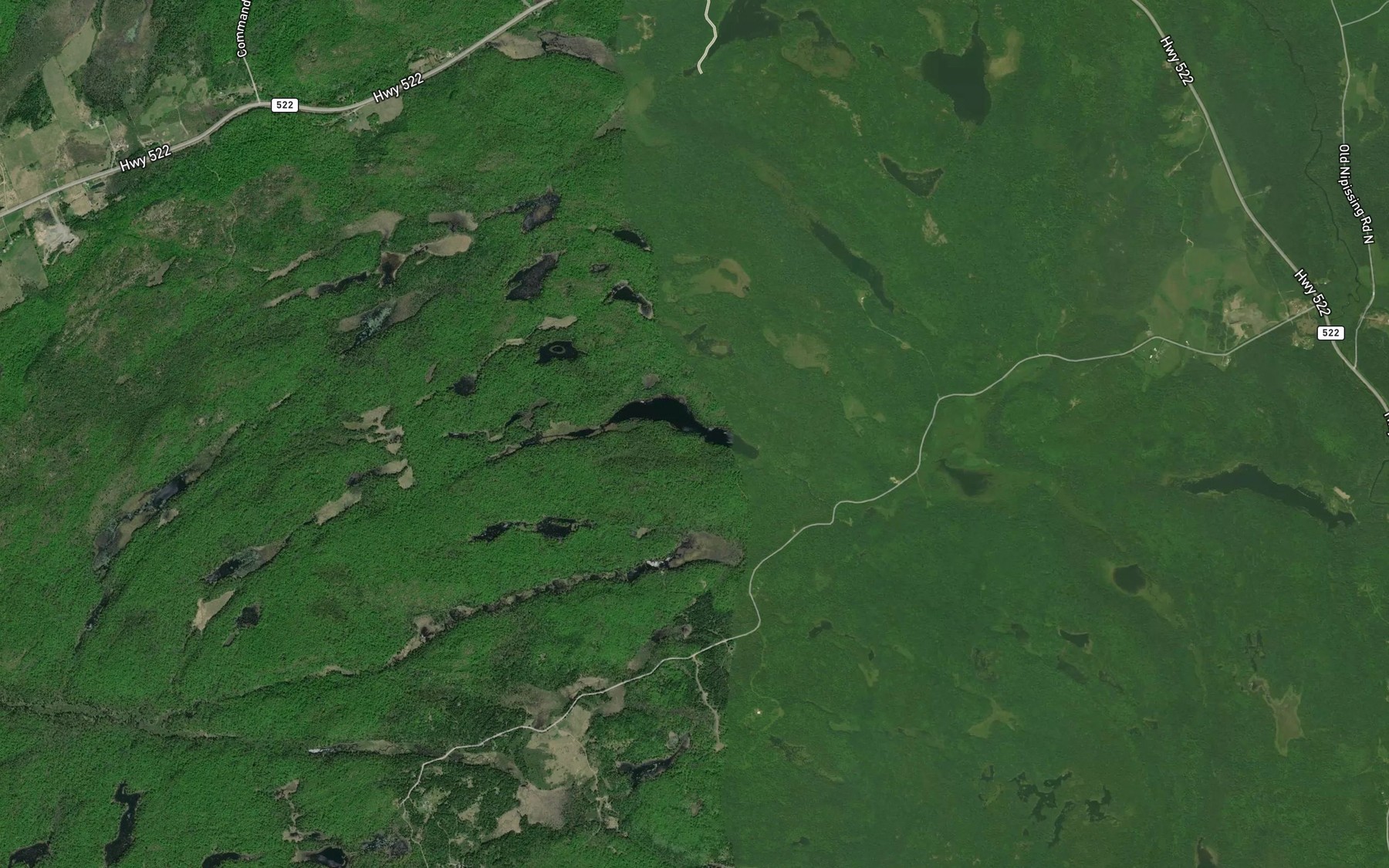 Satellite map of the Tilles Lake