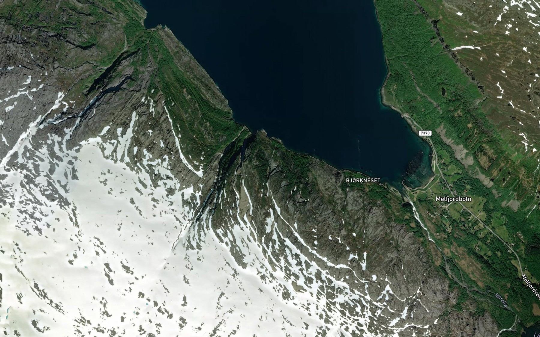 Satellite map of the Skavikbekken