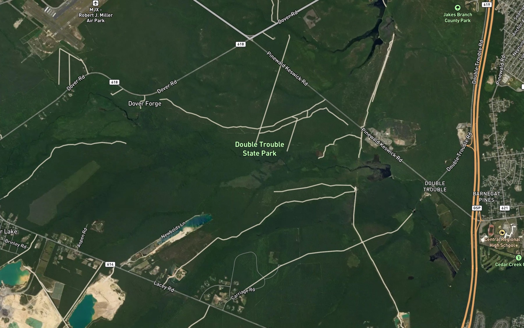 Satellite map of the Newbolds Branch