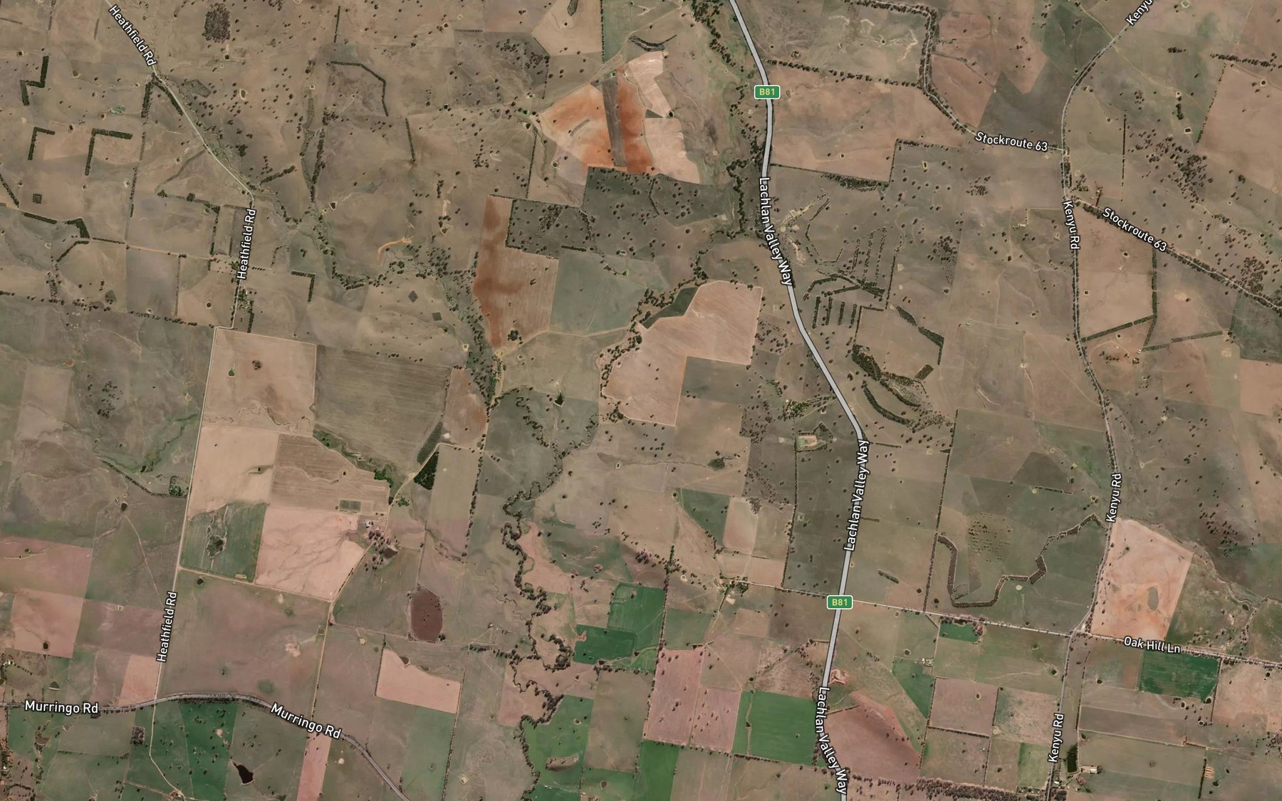 Satellite map of the Davys Creek