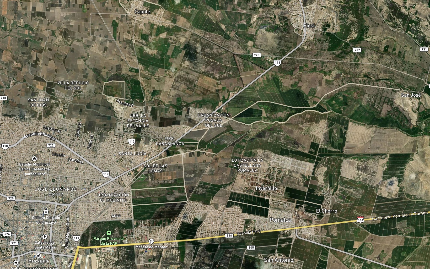 Satellite map of the Acequia Tonope