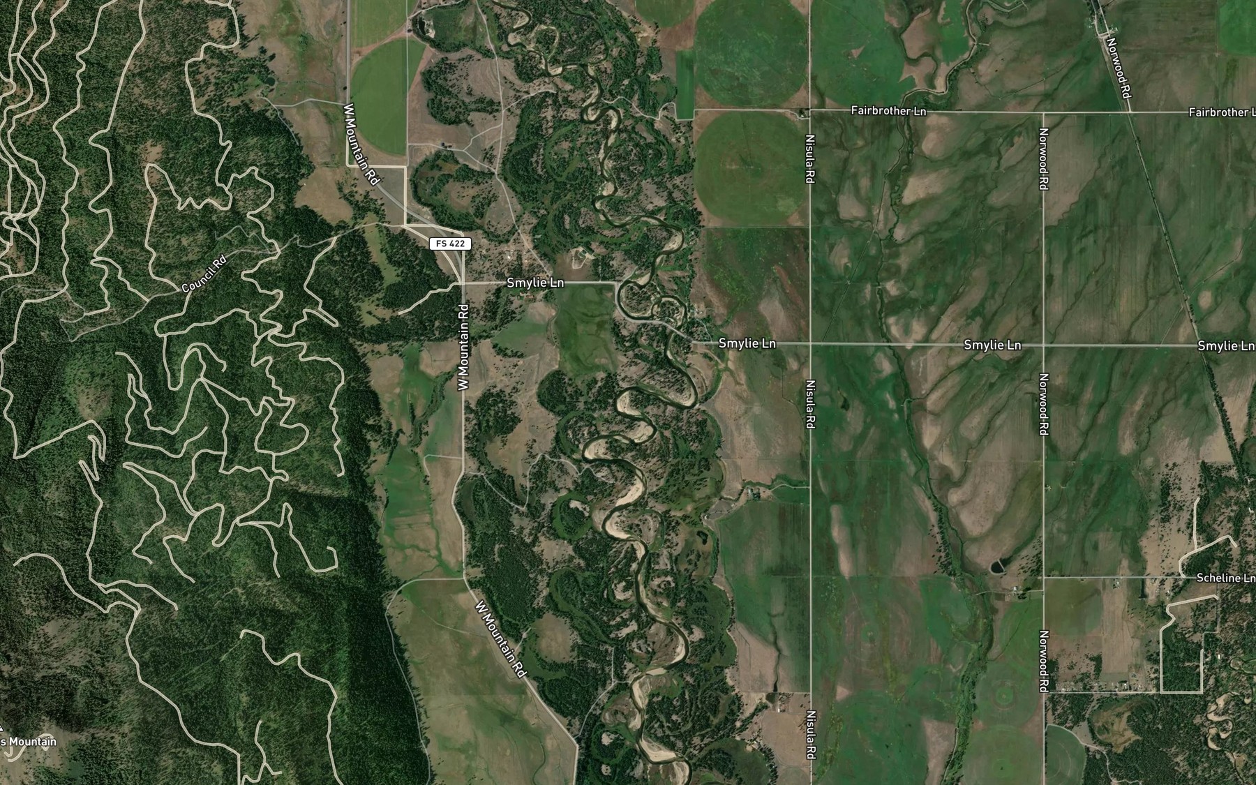 Satellite map of the Hartsell Creek