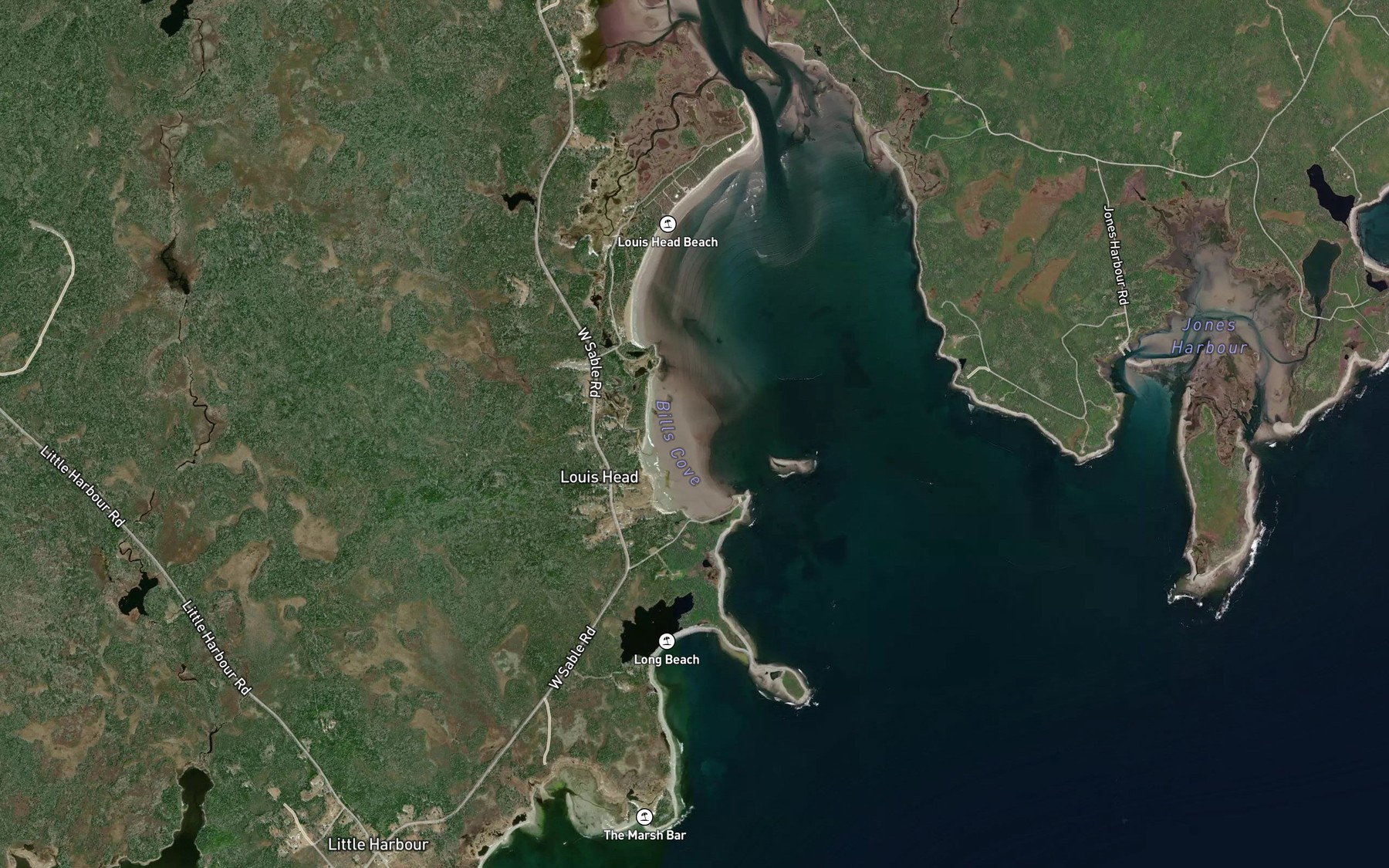 Satellite map of the Bills Cove