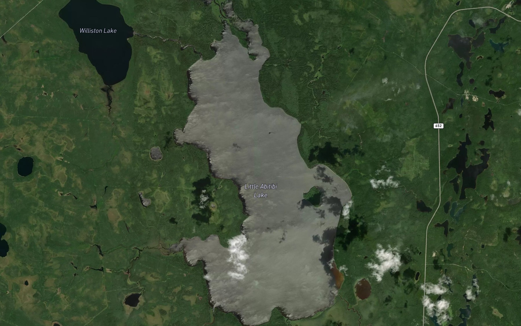 Satellite map of the Little Abitibi Lake