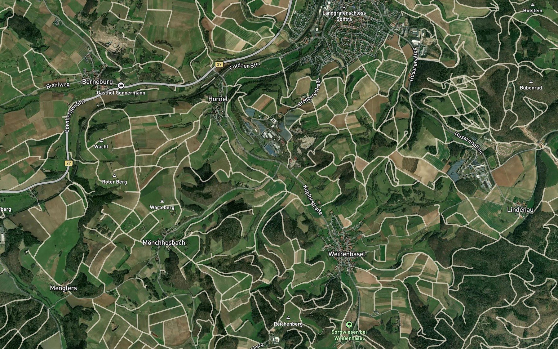 Satellite map of the Hasel
