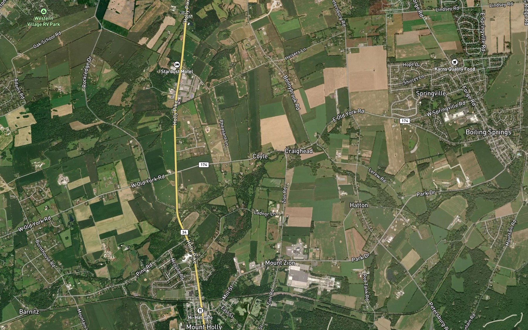 Satellite map of the Mountain Creek