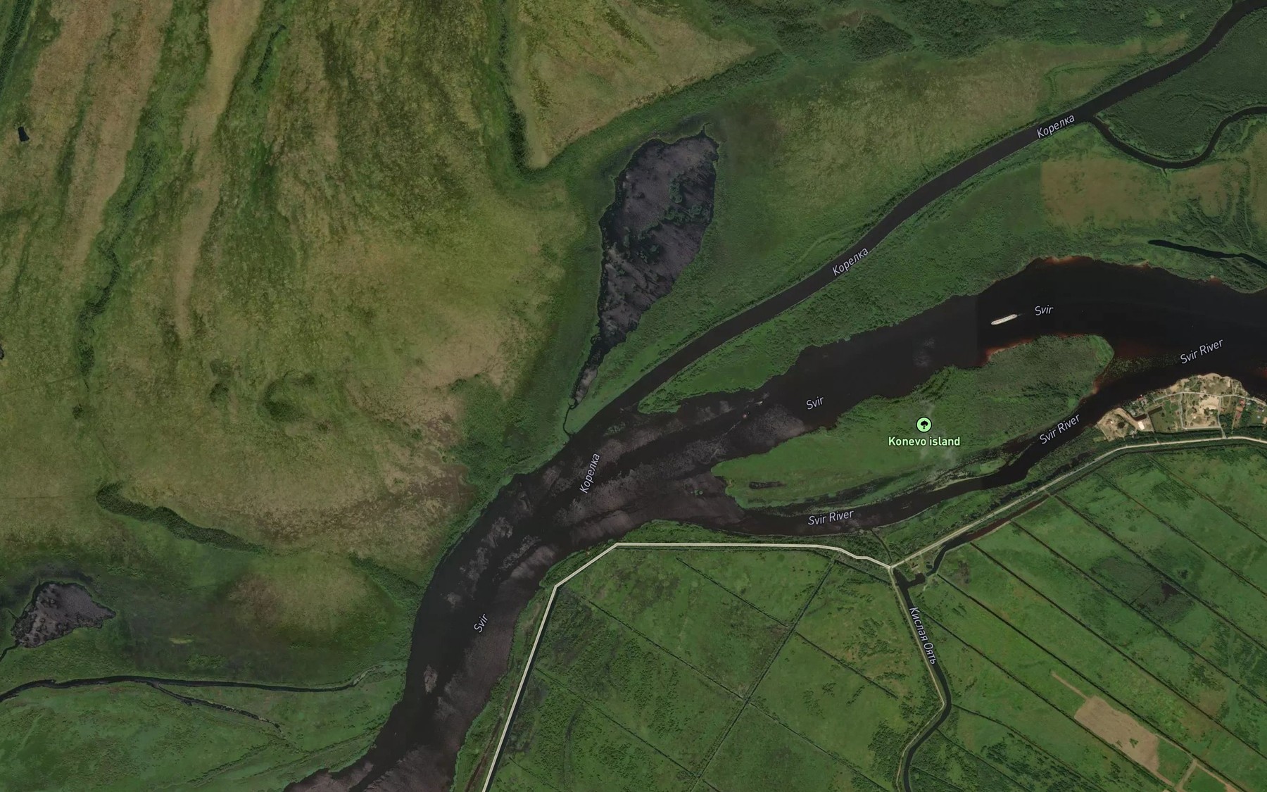 Satellite map of the Karelka