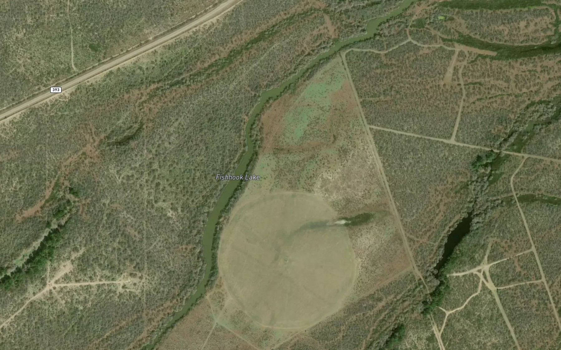 Satellite map of the Fishhook Lake