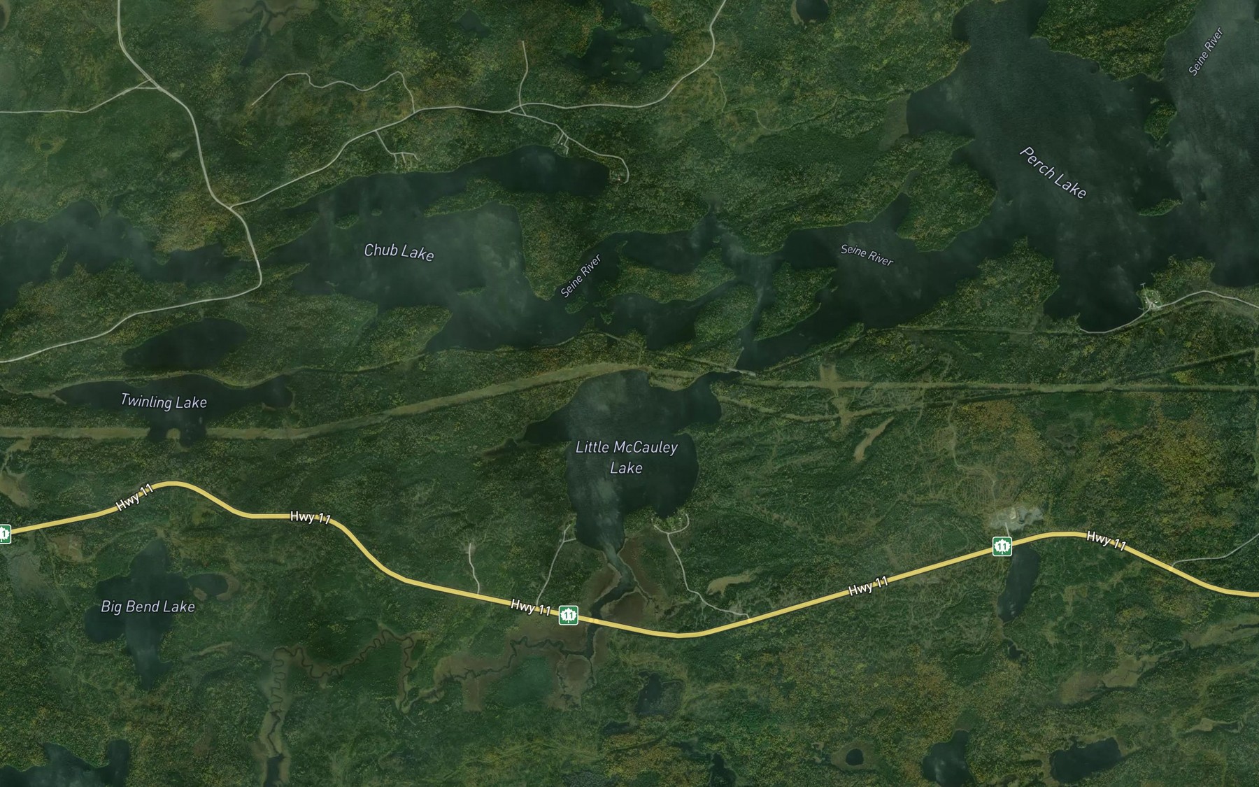 Satellite map of the McCaulay Creek