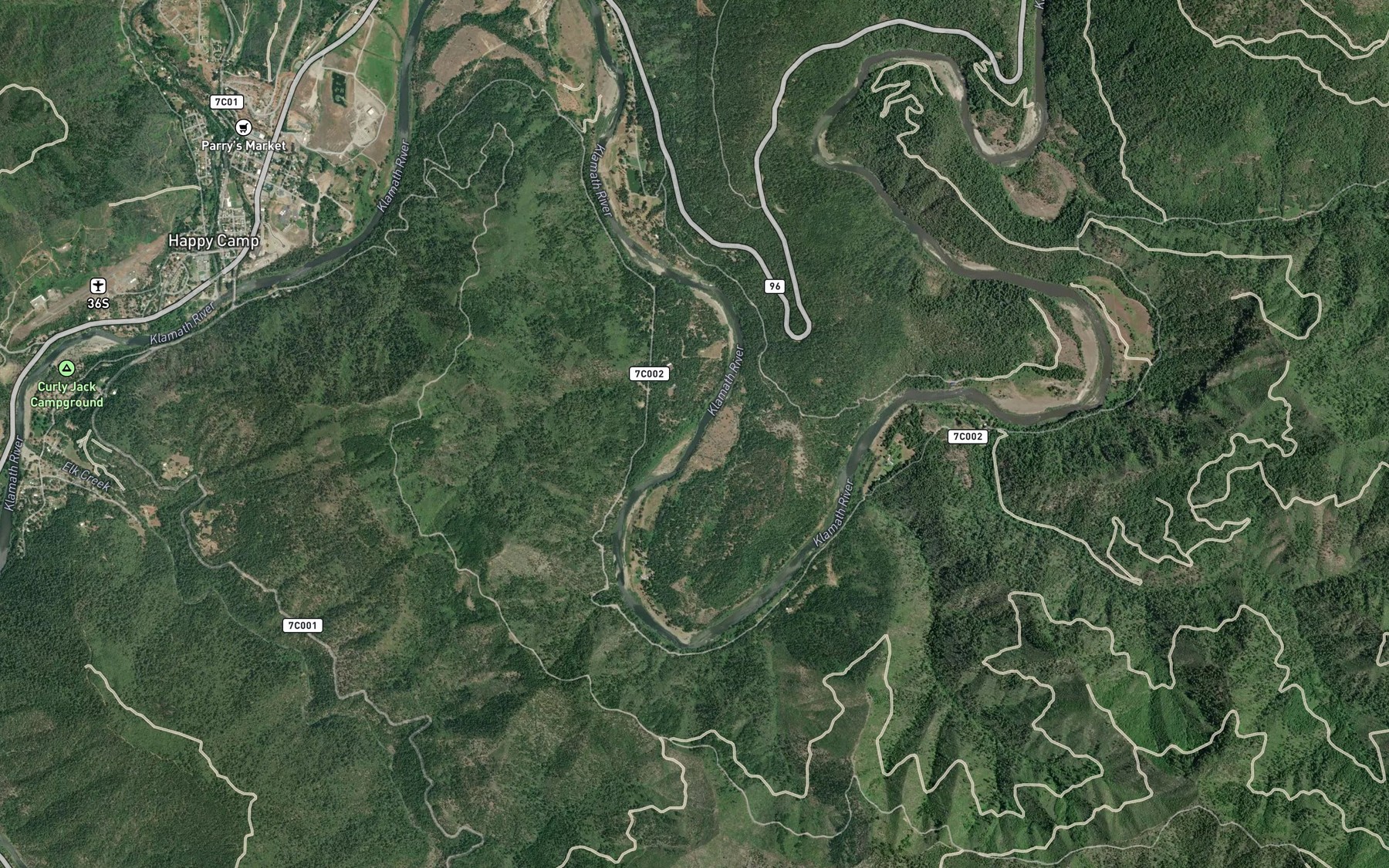 Satellite map of the Wood Creek