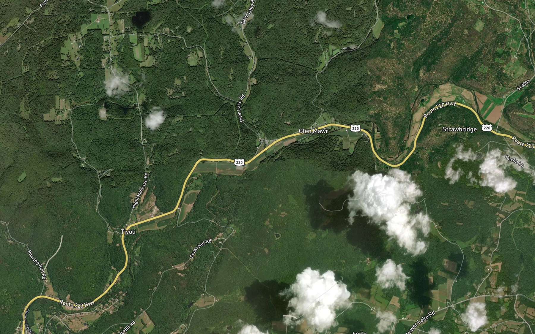 Satellite map of the Lick Run