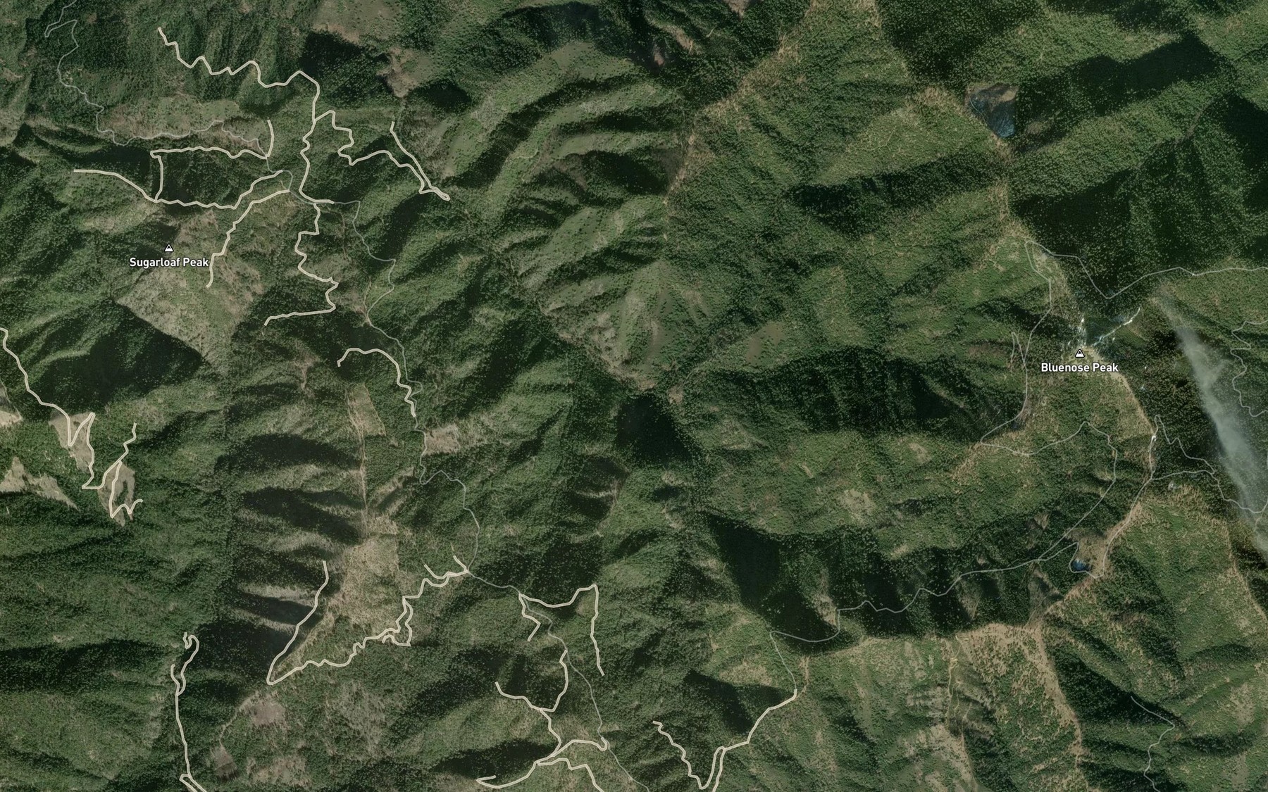 Satellite map of the Little Bark Shanty Creek