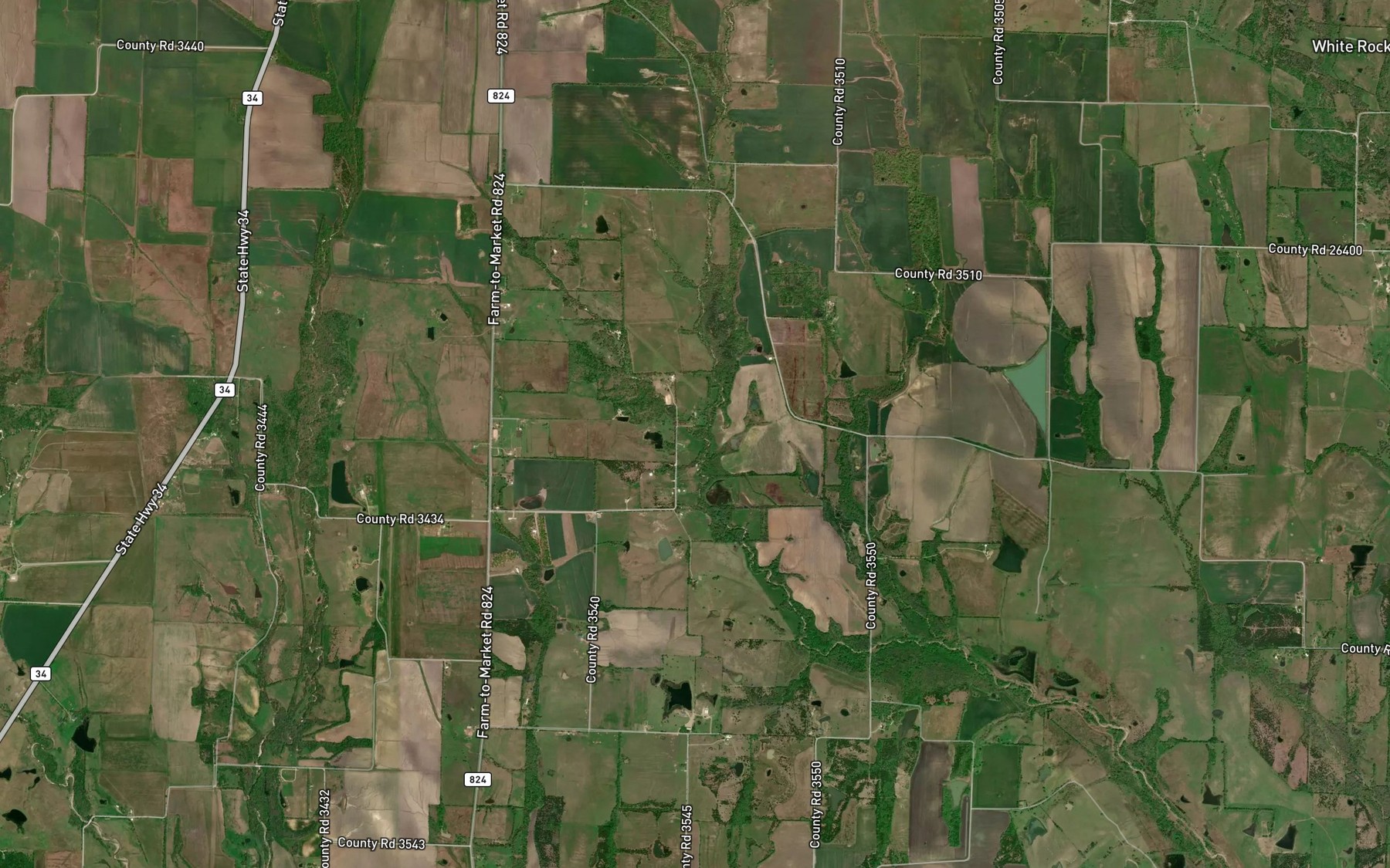 Satellite map of the Tollett Creek