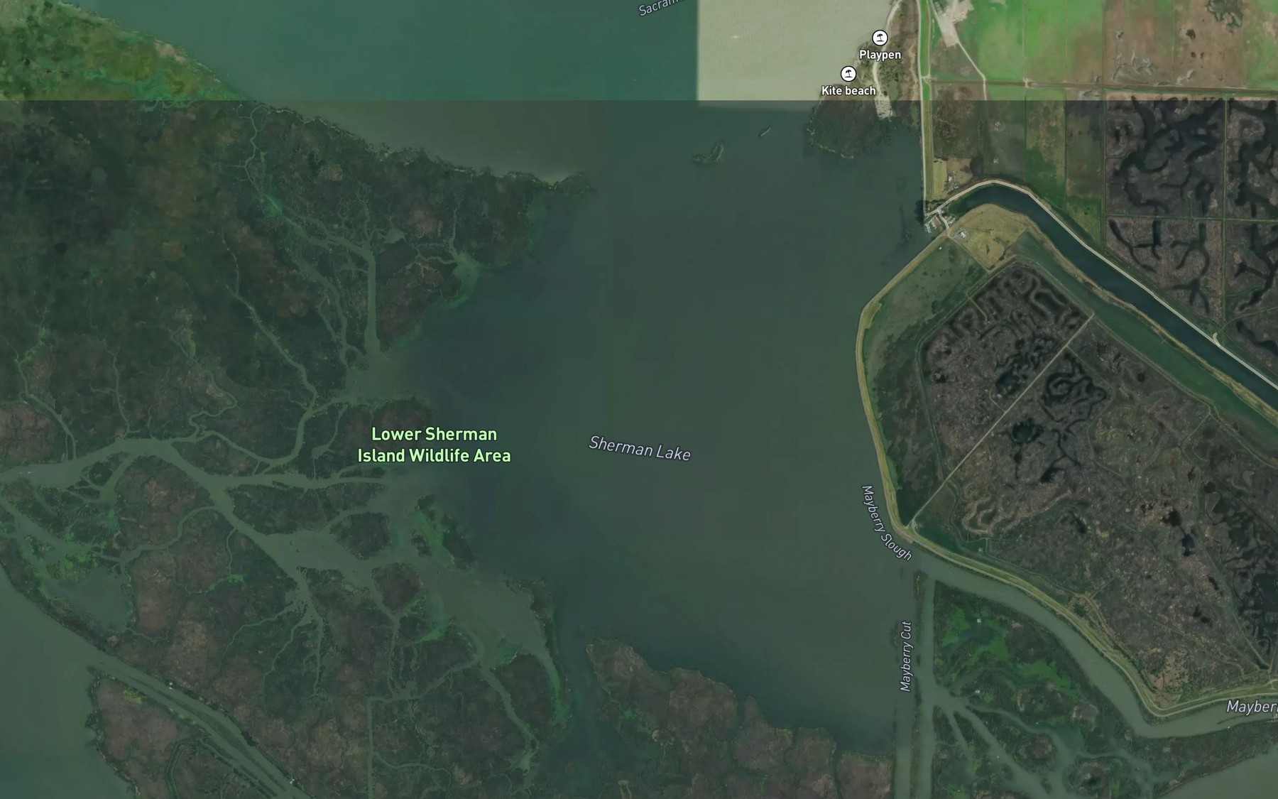 Satellite map of the Sherman Lake